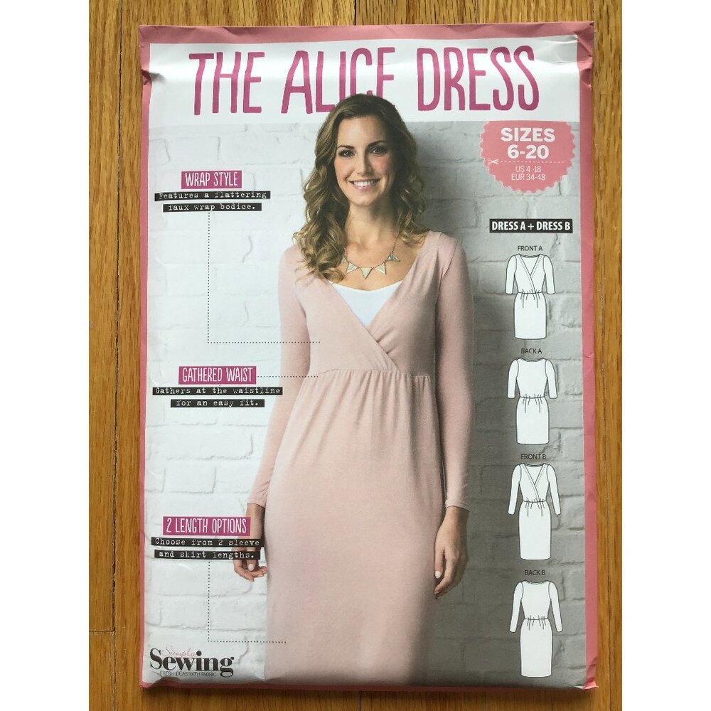 Misses Mock Wrap Dress Pattern The Alice Dress UNCUT Size 4 6 8 10 12 14 16 18